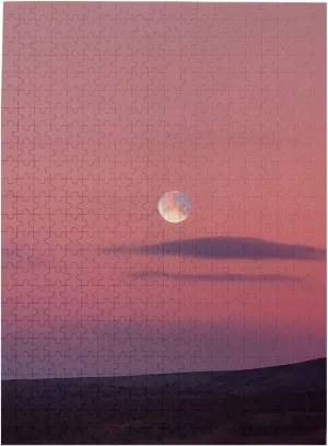 Adults Personalized Picture Puzzle Pink Sky and Moon Customized Wooden Puzzle for Family$ Birthday$ Wedding$ Game Nights Gifts$ 20.4"x15 500 horizon fond decompose Piece Jigsaw Puzzle for 