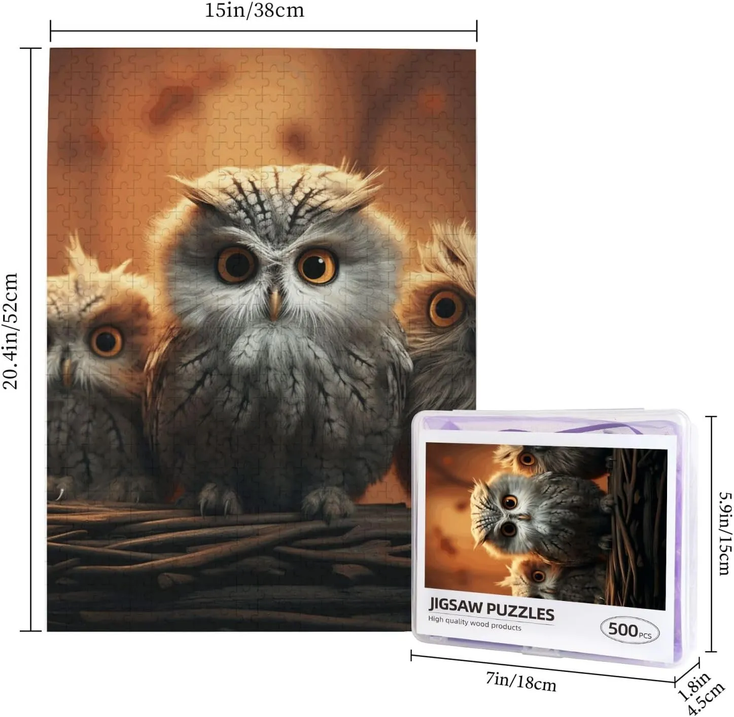 Adults Personalized Wooden Puzzle Cute Owl Baby boomer nap Puzzles from Photos Picture Puzzle for Family Wedding Christmas Birthday Gifts 500 Pieces Jigsaw Puzzles for 
