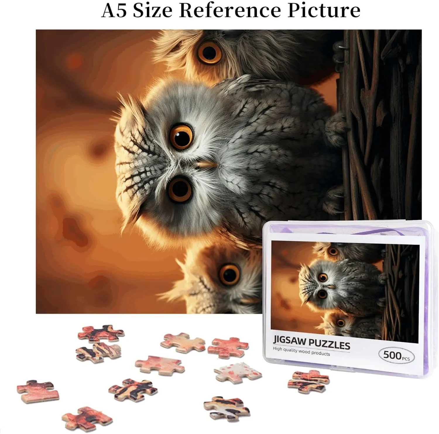 Adults Personalized Wooden Puzzle Cute Owl Baby boomer nap Puzzles from Photos Picture Puzzle for Family Wedding Christmas Birthday Gifts 500 Pieces Jigsaw Puzzles for 