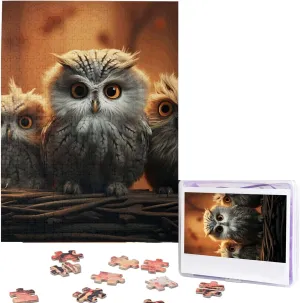 Adults Personalized Wooden Puzzle Cute Owl Baby boomer nap Puzzles from Photos Picture Puzzle for Family Wedding Christmas Birthday Gifts 500 Pieces Jigsaw Puzzles for 