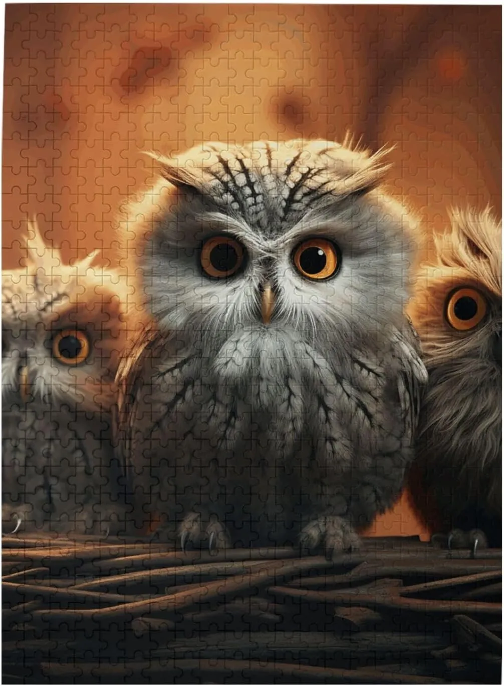 Adults Personalized Wooden Puzzle Cute Owl Baby boomer nap Puzzles from Photos Picture Puzzle for Family Wedding Christmas Birthday Gifts 500 Pieces Jigsaw Puzzles for 