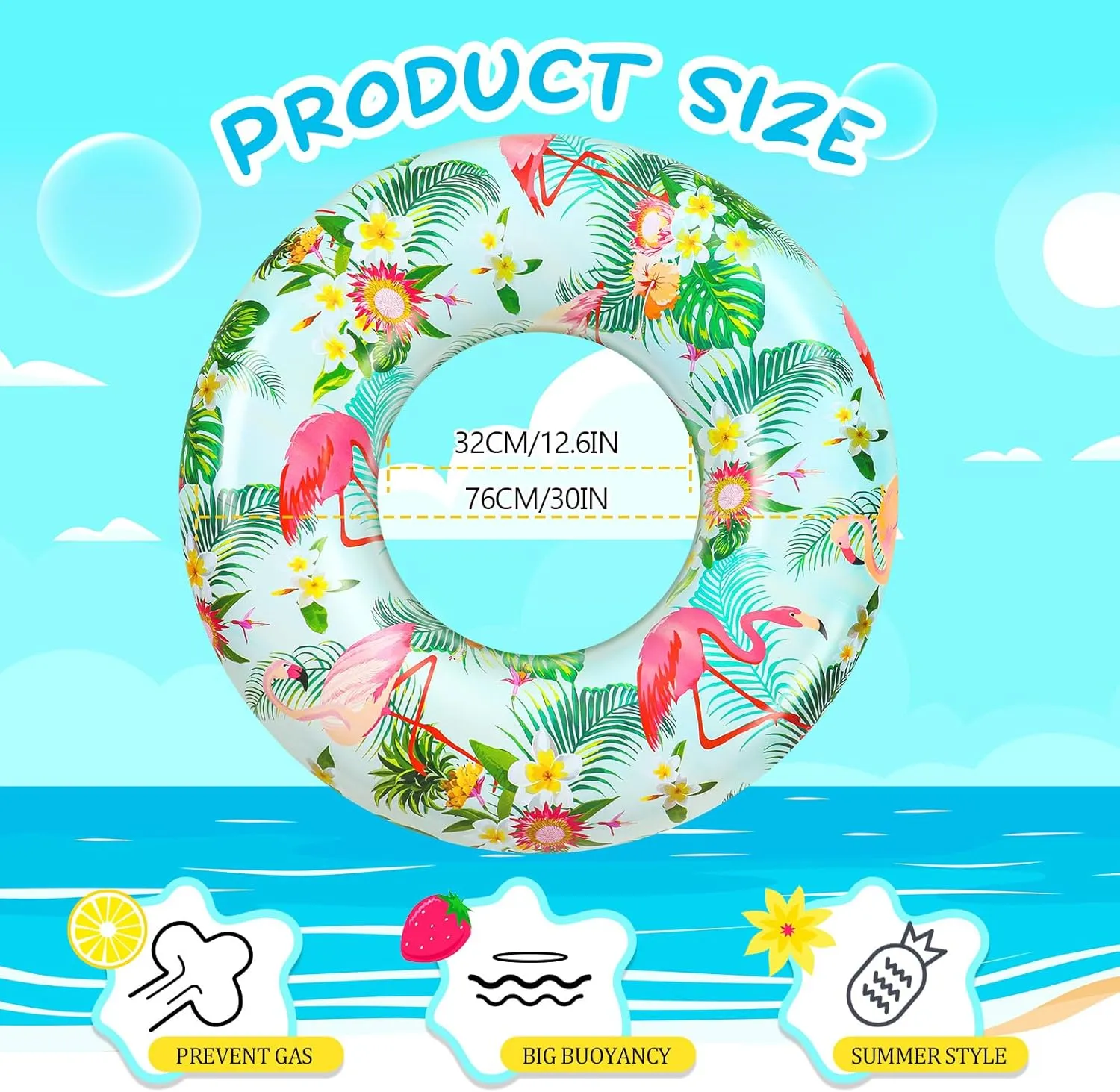 Adults Summer Hawaii Luau Beach Supplies(12 Pcs) Poen Large Pool Floats Tube 32 Inches Tropical Leaves Inflatable Swimming Tubes generic moor measurable delta Pool Rings for 