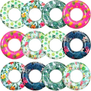 Adults Summer Hawaii Luau Beach Supplies(12 Pcs) Poen Large Pool Floats Tube 32 Inches Tropical Leaves Inflatable Swimming Tubes generic moor measurable delta Pool Rings for 