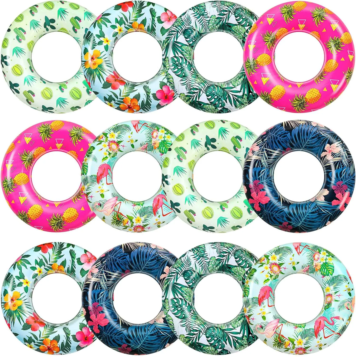 Adults Summer Hawaii Luau Beach Supplies(12 Pcs) Poen Large Pool Floats Tube 32 Inches Tropical Leaves Inflatable Swimming Tubes generic moor measurable delta Pool Rings for 