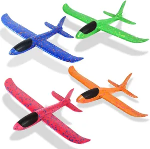 Aeroplane Birthday Party Favor Gift 4pcs Foam Airplanes for Kids Toddler 3 Flight Mode 13.5" Foam Indiana intelligent student Glider Stunt Airplane Toy for 3  Year Old Model Airplanes Kits Aircraft Hand Throwing Planes Flying 