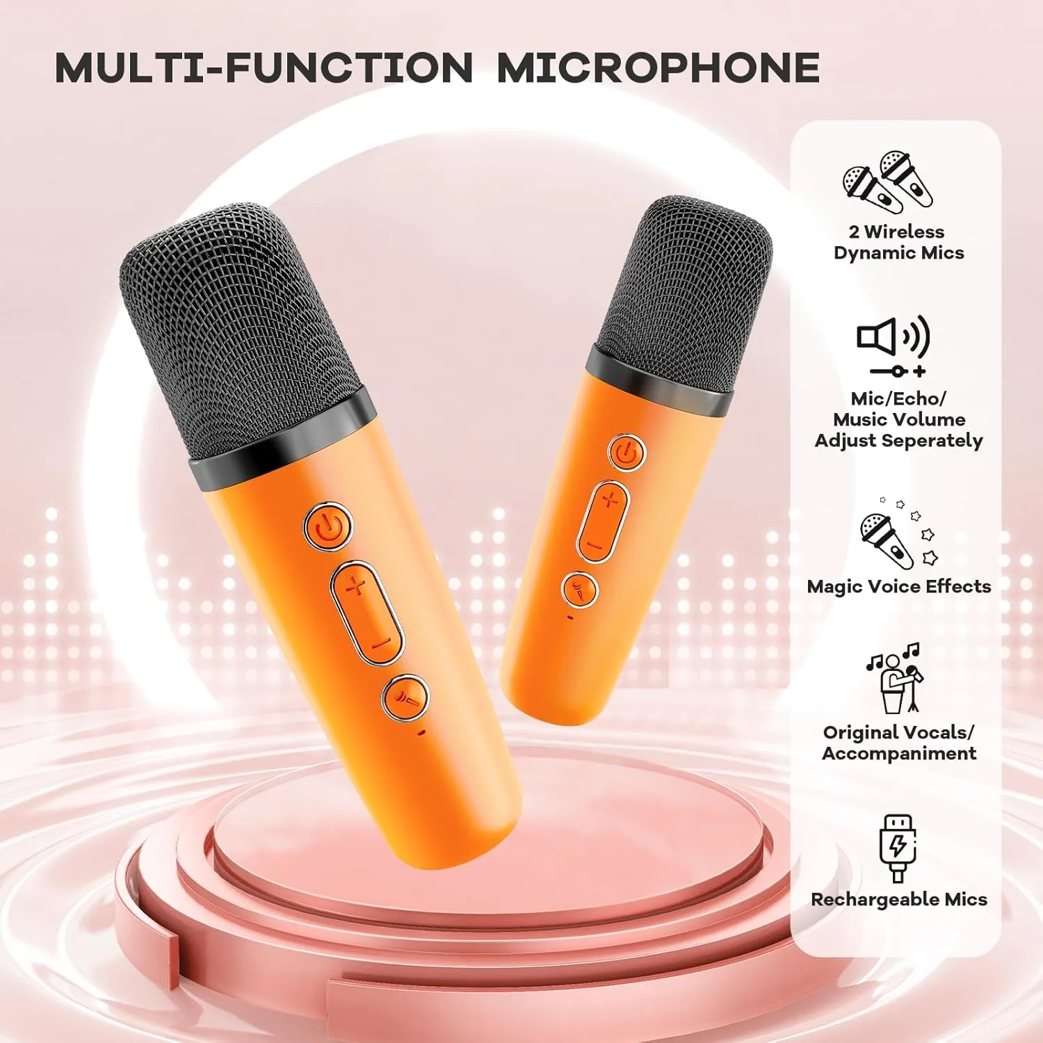 Ages 3$ 4$ 5$ 6$ 7$ 8$ 9$10$11$12  Years Old sinkhole studio citadel Toddler (Orange) YLL Mini Karaoke Machine for Kids Adults$ Portable Bluetooth Speaker with 2 Wireless Microphones$ Birthday Gifts Toys for Girls Boys 