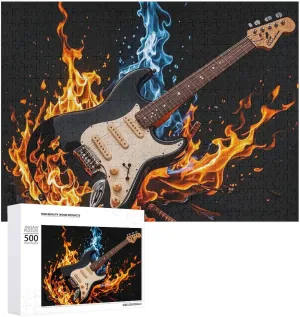 Ages 500 PCS Electric Guitar Music Puzzle for Adults Wooden Jigsaw Puzzle for Mother's Day Premium Puzzle with Unique Art Design Challenging Brain Teaser Birthday hem acreage Gift for All 