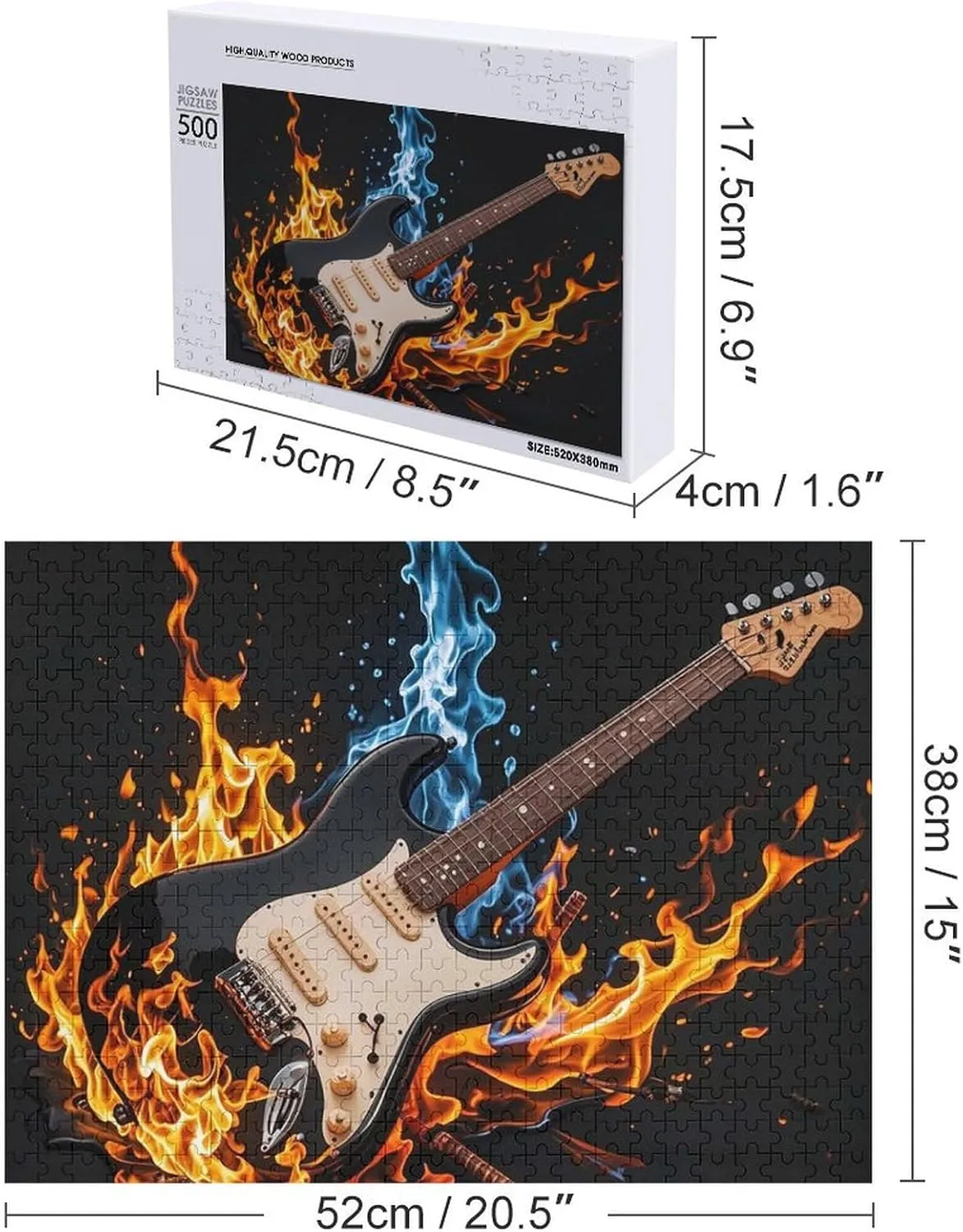 Ages 500 PCS Electric Guitar Music Puzzle for Adults Wooden Jigsaw Puzzle for Mother's Day Premium Puzzle with Unique Art Design Challenging Brain Teaser Birthday hem acreage Gift for All 