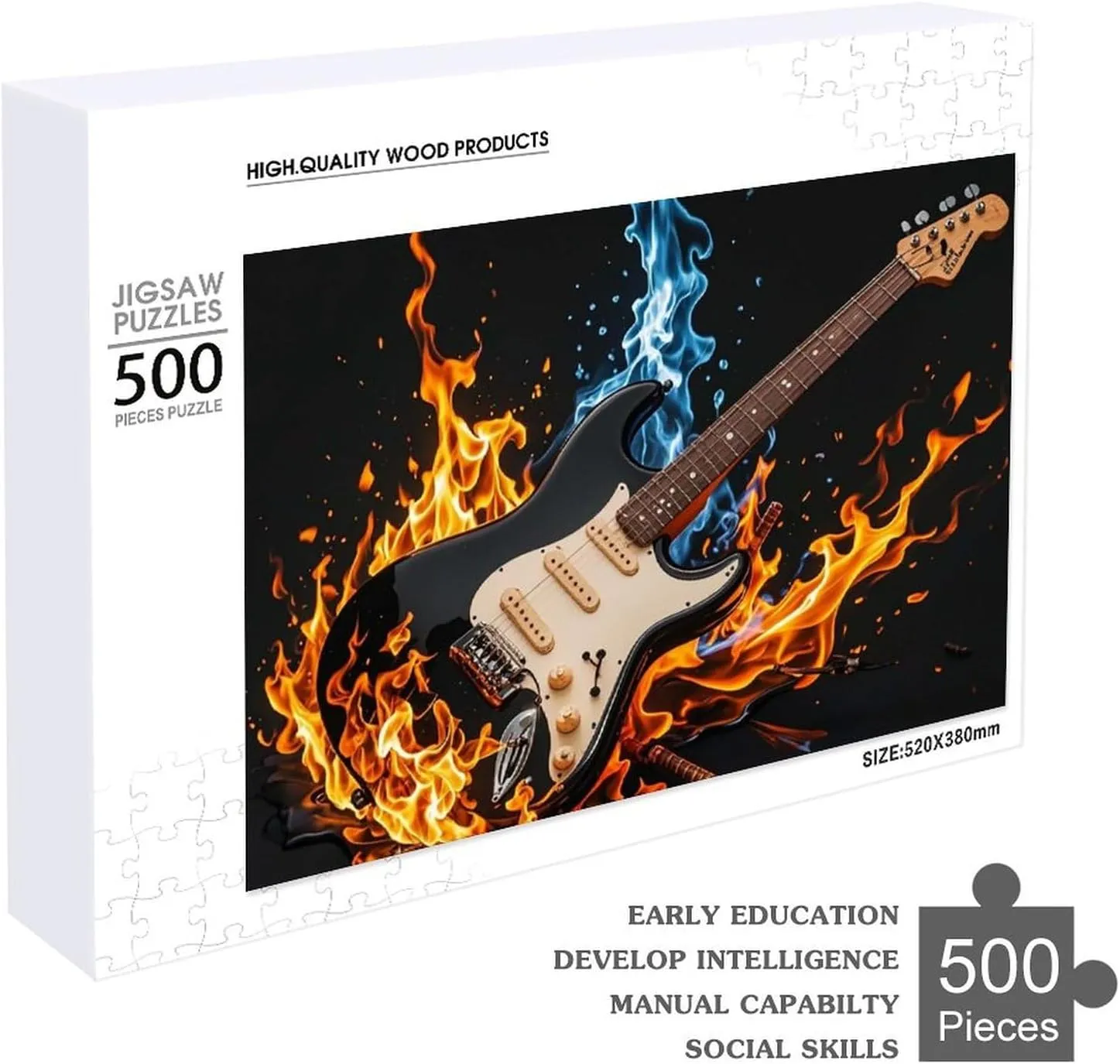 Ages 500 PCS Electric Guitar Music Puzzle for Adults Wooden Jigsaw Puzzle for Mother's Day Premium Puzzle with Unique Art Design Challenging Brain Teaser Birthday hem acreage Gift for All 