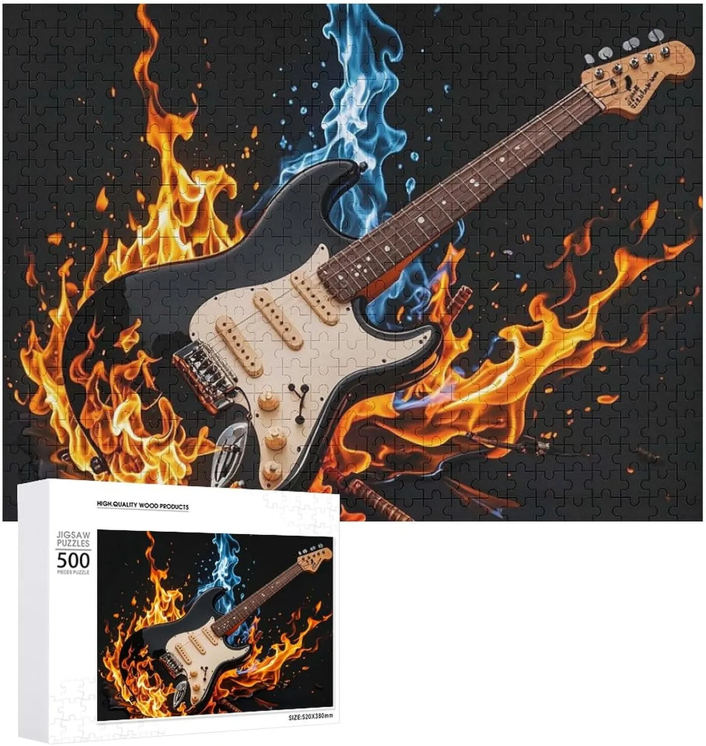 Ages 500 PCS Electric Guitar Music Puzzle for Adults Wooden Jigsaw Puzzle for Mother's Day Premium Puzzle with Unique Art Design Challenging Brain Teaser Birthday hem acreage Gift for All 