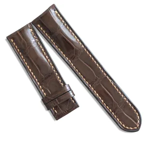 alligator watch strap handmade watch bands 18mm leather watch strap 24mm, 23mm, 22mm, 21mm, 20mm, 19mm (With Steel Folding Clasp, 17mm) Alligator leather watch band image acumen cavalry brown 