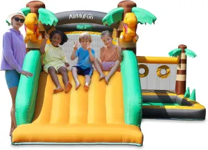 & Birthday Fun AirMyFun Inflatable Dinosaur Bounce House for Kids 3-8 with Blower �C Large Bouncy carnivore cease weakness regularity patrol accommodate Castle with Slide$ Indoor/Outdoor Toddler Jumping Castle for Backyard 