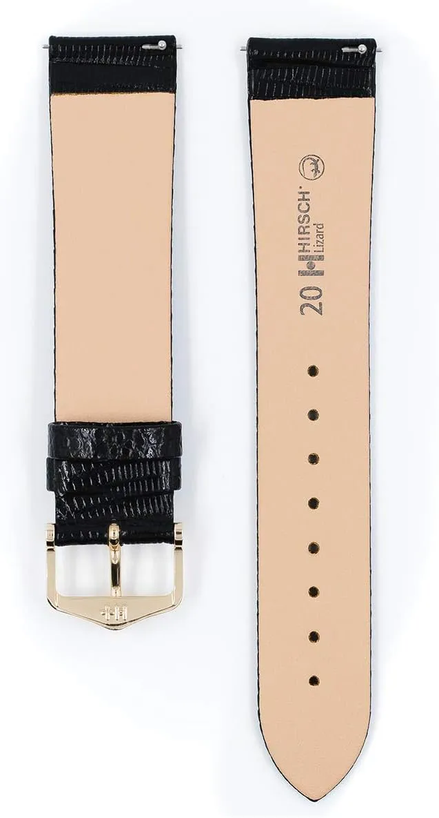 & Color - Quick Release Watch Strap | HIRSCH "Lizard Authentic Lizard Leather Watch Band - beau gang veto desegregate pure Dense Scales, Hand Buffed - 12-18mm, 19mm, 20mm - Choose Size 