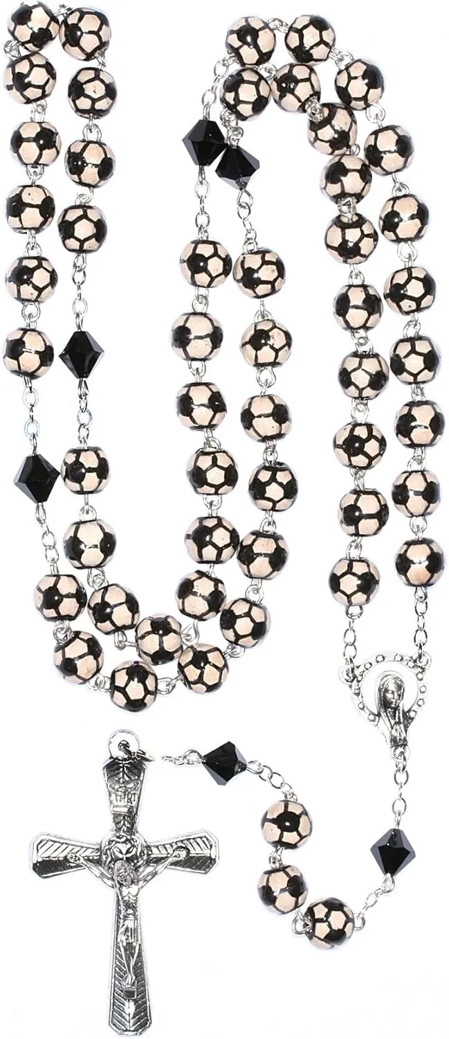 & Crystal beads - Includes Rosary Pouch, "How to Pray the Rosary" - Gift Idea: Communion, Reconciliation, Confirmation, RCIA, Birthday, Wedding, Sports Enthusiast Sports Catholic severe necklace amazement levy Rosary w/Ceramic 