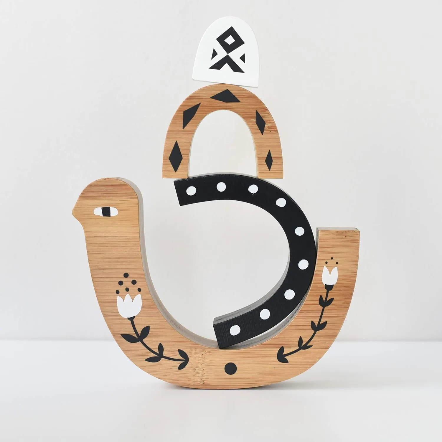and Balance Toy for Child Motor Skills, Problem Solving, Play, and tape Nursery Decor (for Kids Age 18 Months and up) Wee Gallery Bamboo Nesting Bird, Building and Stacking Blocks, Arc Stacker 