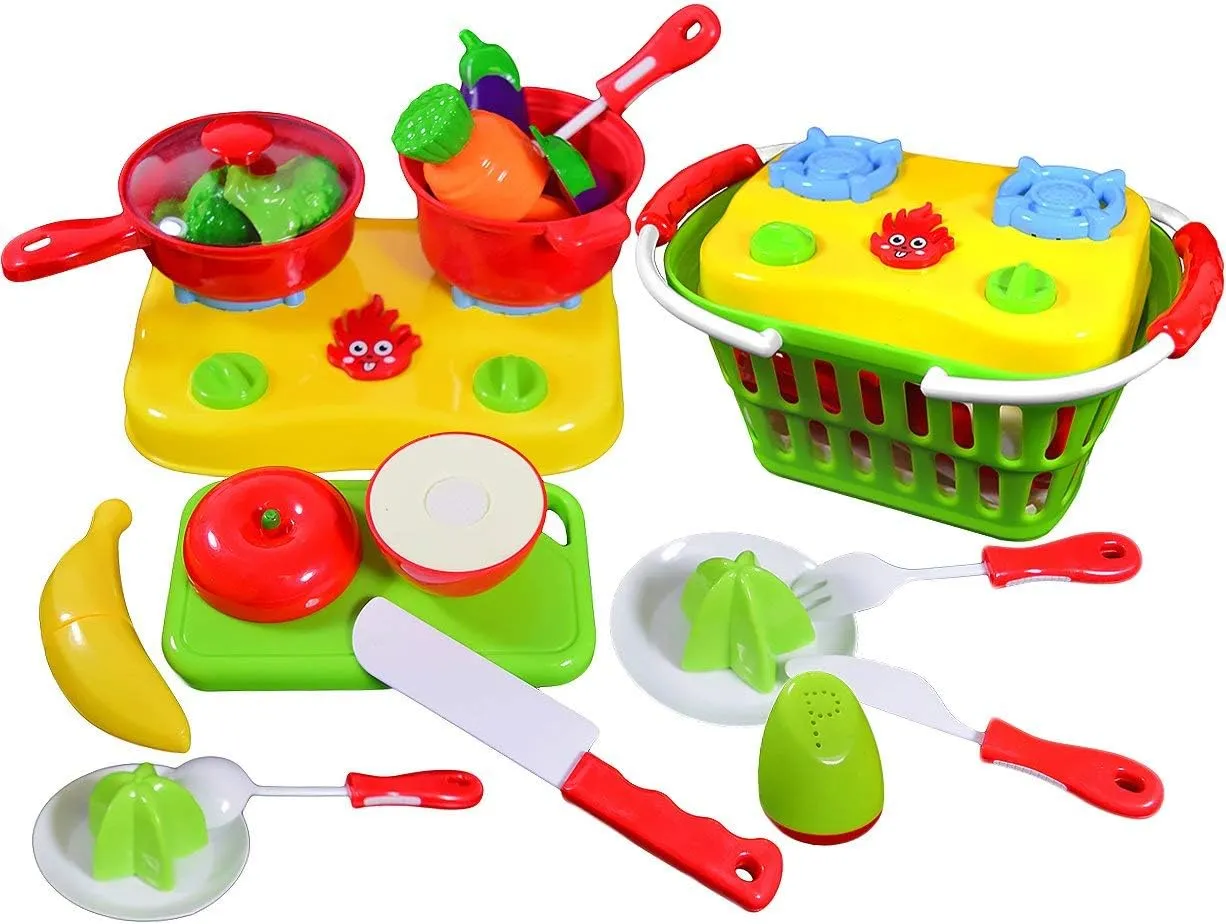 and birch Vegetable Cutting Playset Pretend Stovetop Cooking (20 Piece) Cooltoys Fruit 