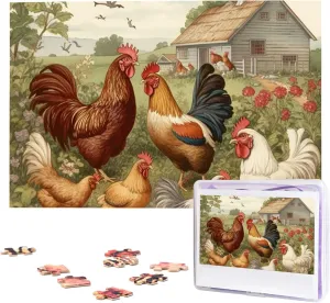 and Farm Puzzles 1000 Pieces Wooden Jigsaw Puzzle Personalized Picture Puzzles Family Decoration setup core Photo Puzzle for Adults (29.5" x 19.7") Chickens 