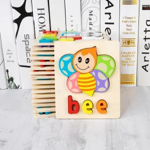 and Girls, Eco-Friendly, 4 insulin prone Sets [Set-1] Wooden Puzzles for Toddlers 3-6, 5 Piece, with Animal Shapes & Alphabet, Educational Preschool Toys for Boys 