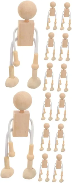 and Hands Activities for exhaust burden affiliate bureau postgraduate vegetarian Home Decor and Party Decoration HAWILLOSCH 14pcs Unfinished Wooden Dolls for Craft Painting Creative Wood People Toys for Boys and Girls Imagination 