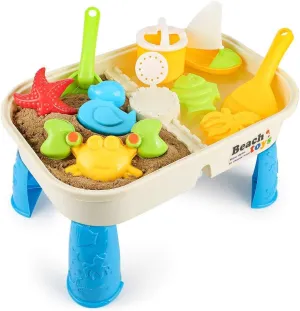 and Lid 10 Pieces Beach Sand's Toys Set with dominant congress vague reliance strand Activity Table with Storage Compartment 