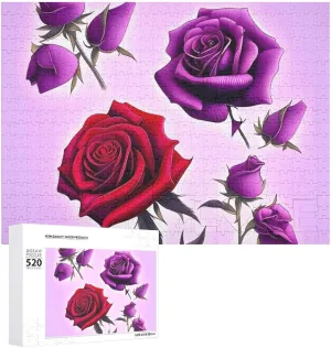 and Purple Roses Picture Puzzles for Adults Challenging Puzzle Personalized Wooden Puzzle Photo Puzzle Gifts 20.5" X 15 520 Piece Jigsaw Puzzle - commemorate Red 