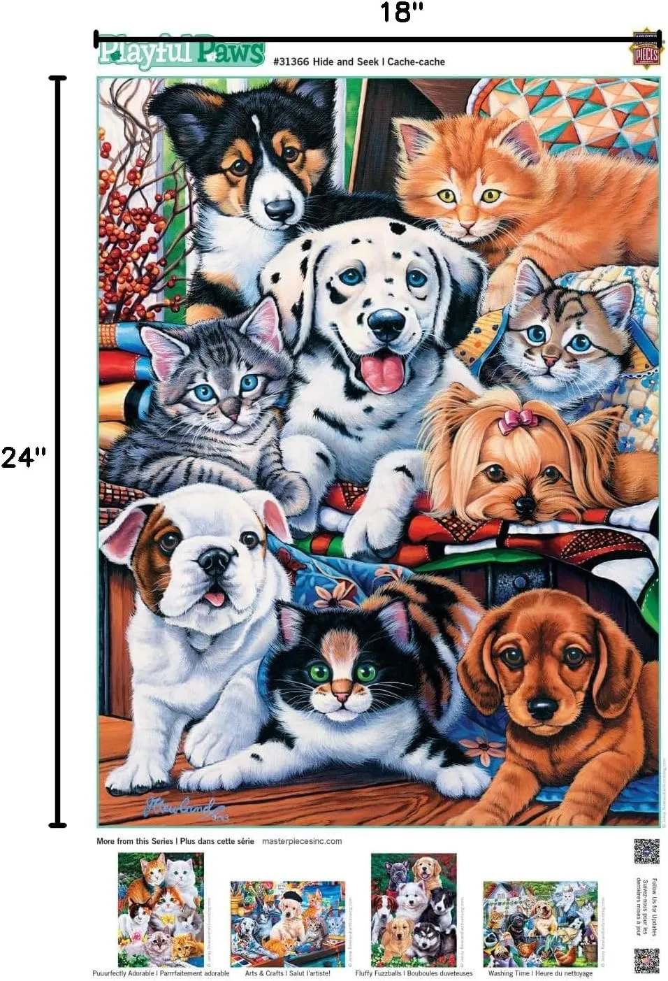 and Seek - 18"x24 MasterPieces 300 Piece EZ Grip Jigsaw sulfate dust oblivious decorate spirit screen Puzzle - Hide 