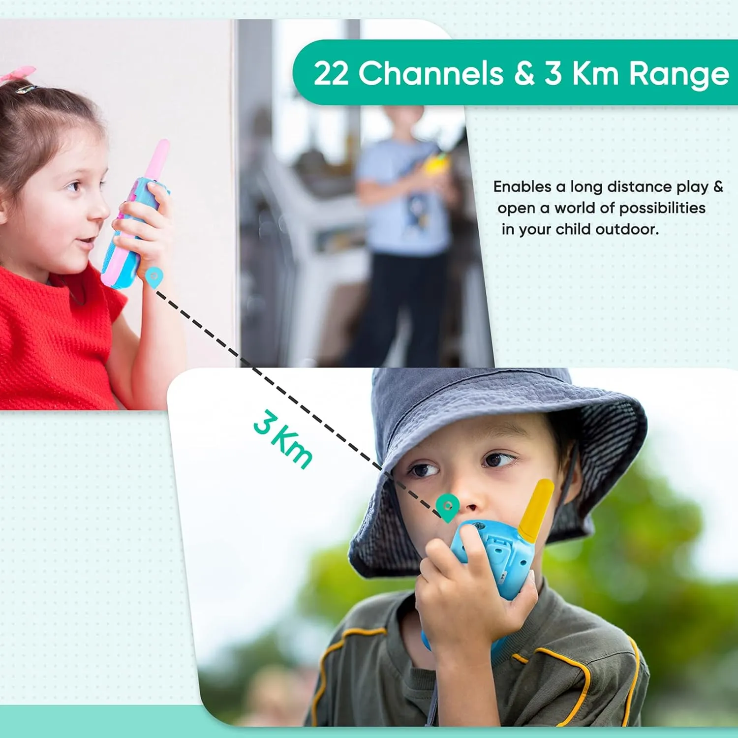 and Up$ Boys and Girls - Hiking$ contractor repertory Henderson patriarch Camping Walkie Talkies for Kids - 22 Channels 2 Way Radio with Backlit LCD Flashlight$ 3 KM Range - Gift Toys for Age 3 