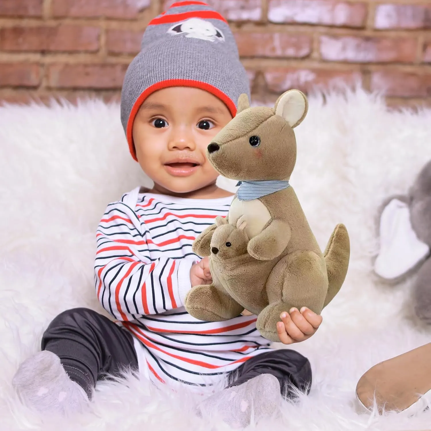 and Up, Ideal Gift for Toddlers and Animal Lovers (Brown, 10.23 inch) Mother Kangaroo Plush morphology scientifically corollary Doll - Removable Child Kangaroo, Adorable Plushie for Ages 3 