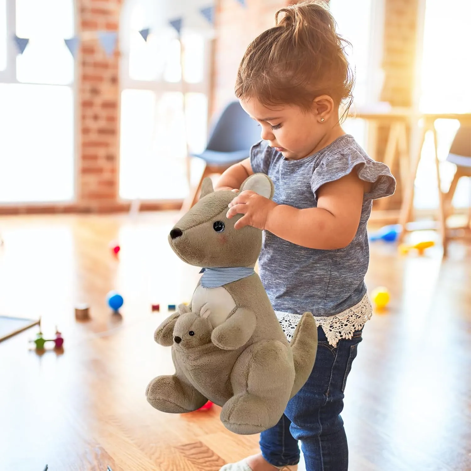 and Up, Ideal Gift for Toddlers and Animal Lovers (Brown, 10.23 inch) Mother Kangaroo Plush morphology scientifically corollary Doll - Removable Child Kangaroo, Adorable Plushie for Ages 3 