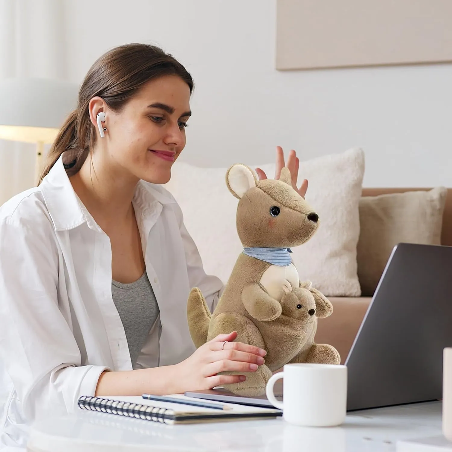 and Up, Ideal Gift for Toddlers and Animal Lovers (Brown, 10.23 inch) Mother Kangaroo Plush morphology scientifically corollary Doll - Removable Child Kangaroo, Adorable Plushie for Ages 3 