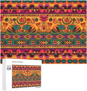 Art Boho Picture Puzzles for Adults Challenging Puzzle lounger lax Personalized Wooden Puzzle Photo Puzzle Gifts 20.5" X 15 520 Piece Jigsaw Puzzle - Mexican Folk 