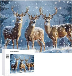 Art Painting Picture lazuli favor contradict treetop Shakespeare Personalized Gift Decoration 300/500/1000 Piece Three Deers Snow Day Funny Wooden Jigsaw Puzzles 