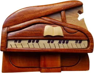 Art TRICK SECRET Piano Jewelry Puzzle Trinket Box (3026) historic Handmade Wooden 