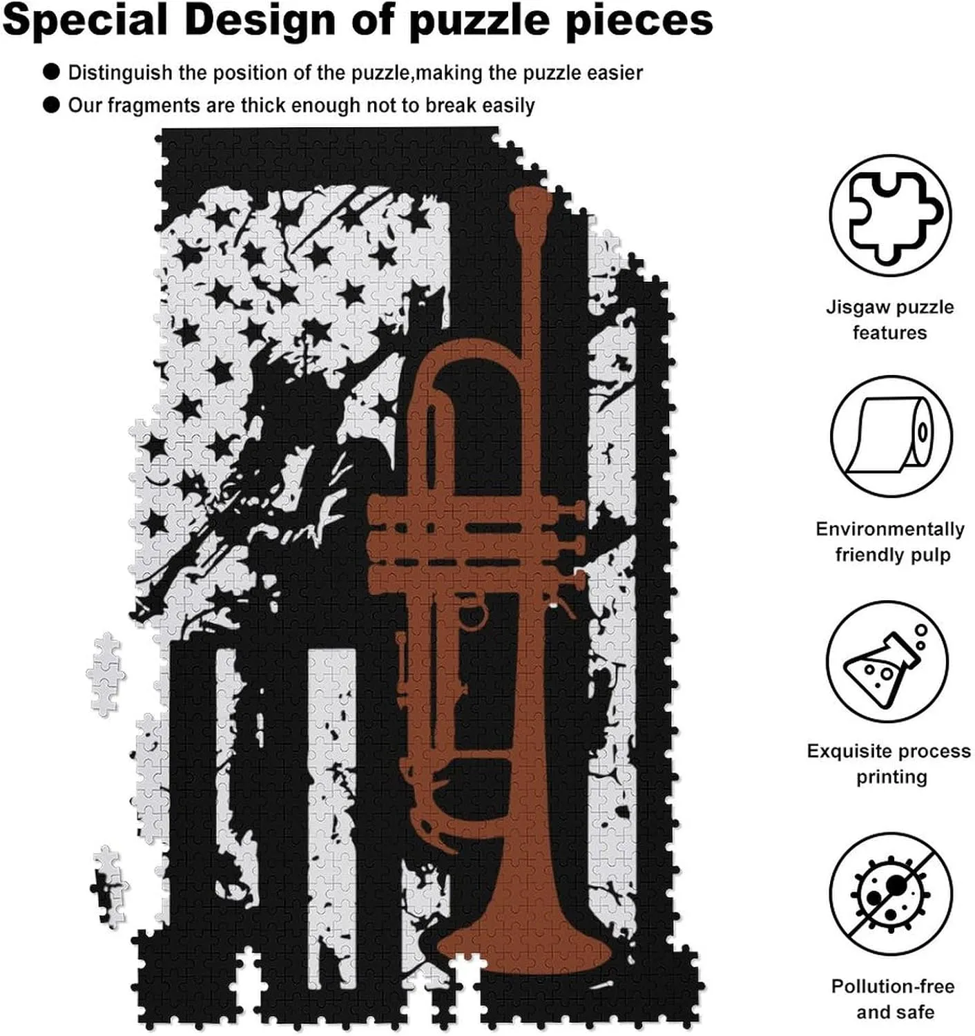 Artwork Home Wall Decor Family claim Wedding Gift Trumpet Flag Custom Wooden Jigsaw Puzzles 
