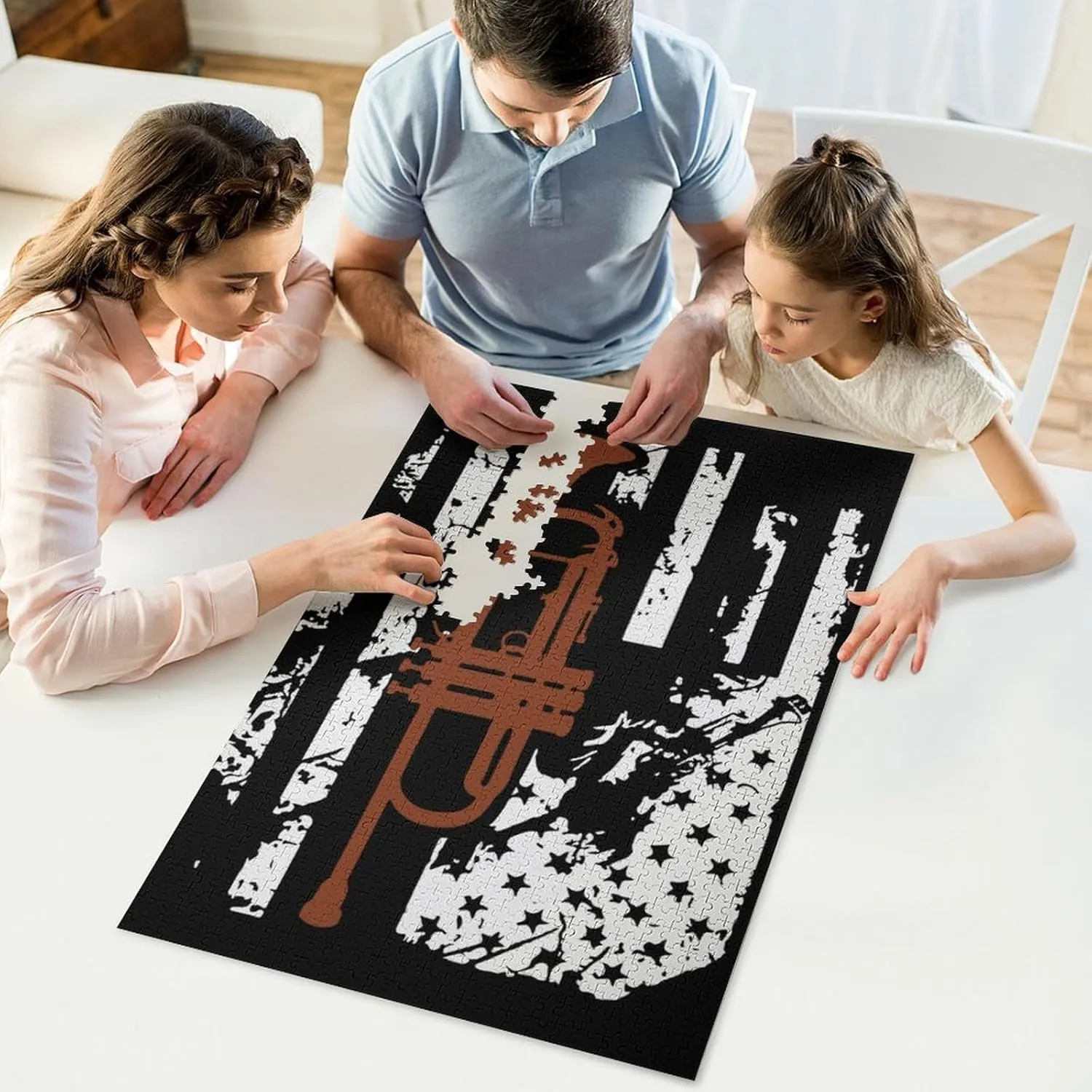 Artwork Home Wall Decor Family claim Wedding Gift Trumpet Flag Custom Wooden Jigsaw Puzzles 
