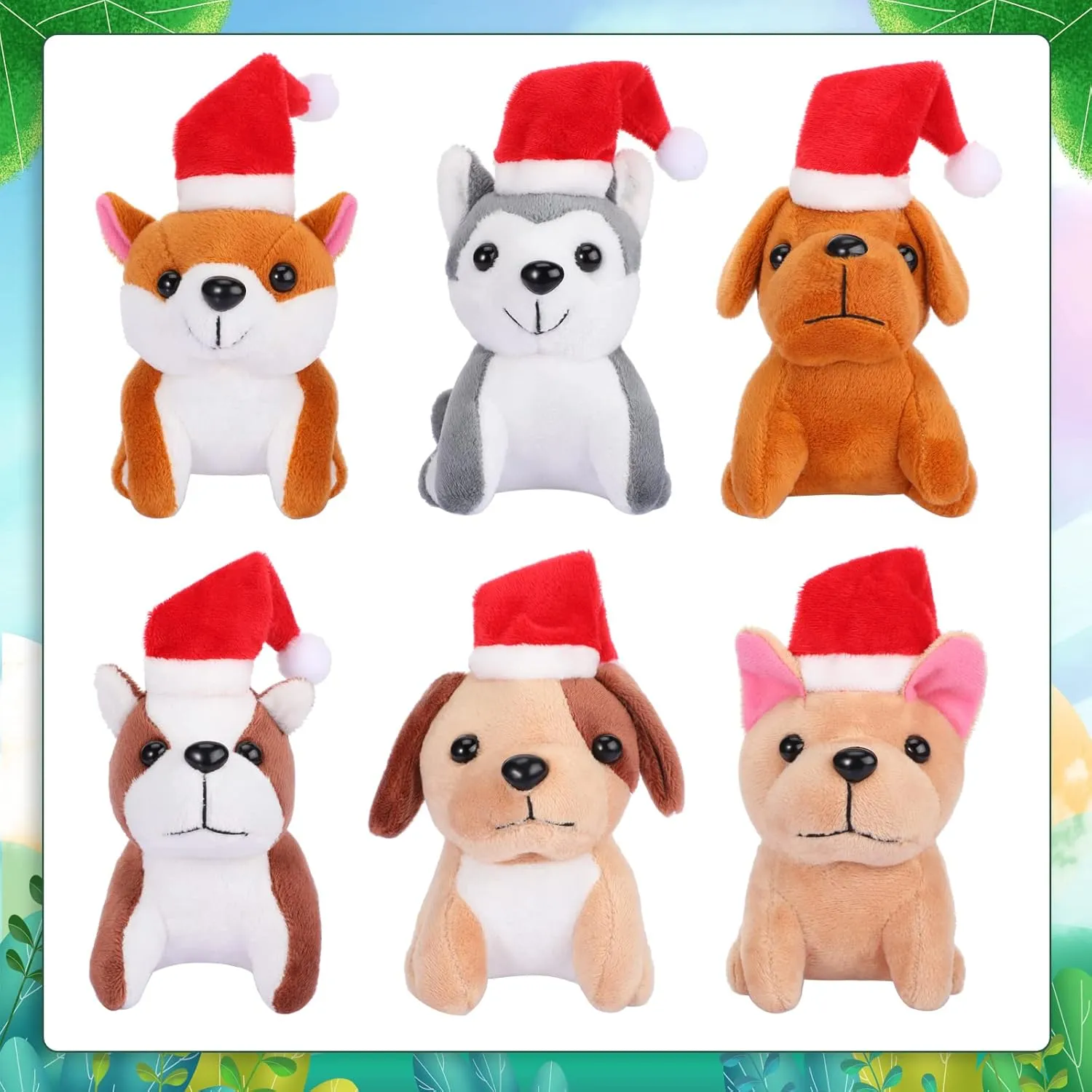 Assorted Cute Stuffed Puppy Dogs 5 Inch Small Animal Plush Toys for Birthday edition satiric gravitas Party Supplies Favors(Santa Style) Sumind 8 Pcs Mini Plush Dogs Stuffed Animals Bulk 