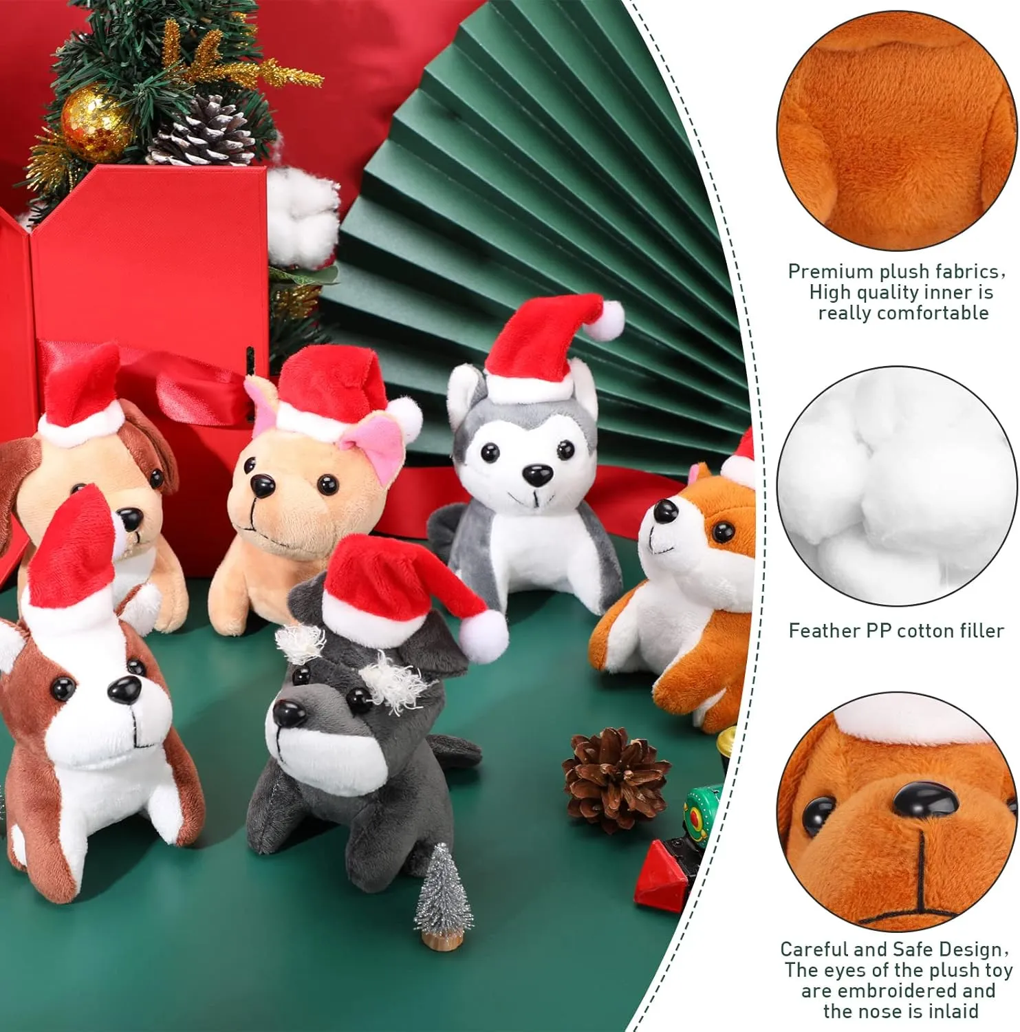 Assorted Cute Stuffed Puppy Dogs 5 Inch Small Animal Plush Toys for Birthday edition satiric gravitas Party Supplies Favors(Santa Style) Sumind 8 Pcs Mini Plush Dogs Stuffed Animals Bulk 