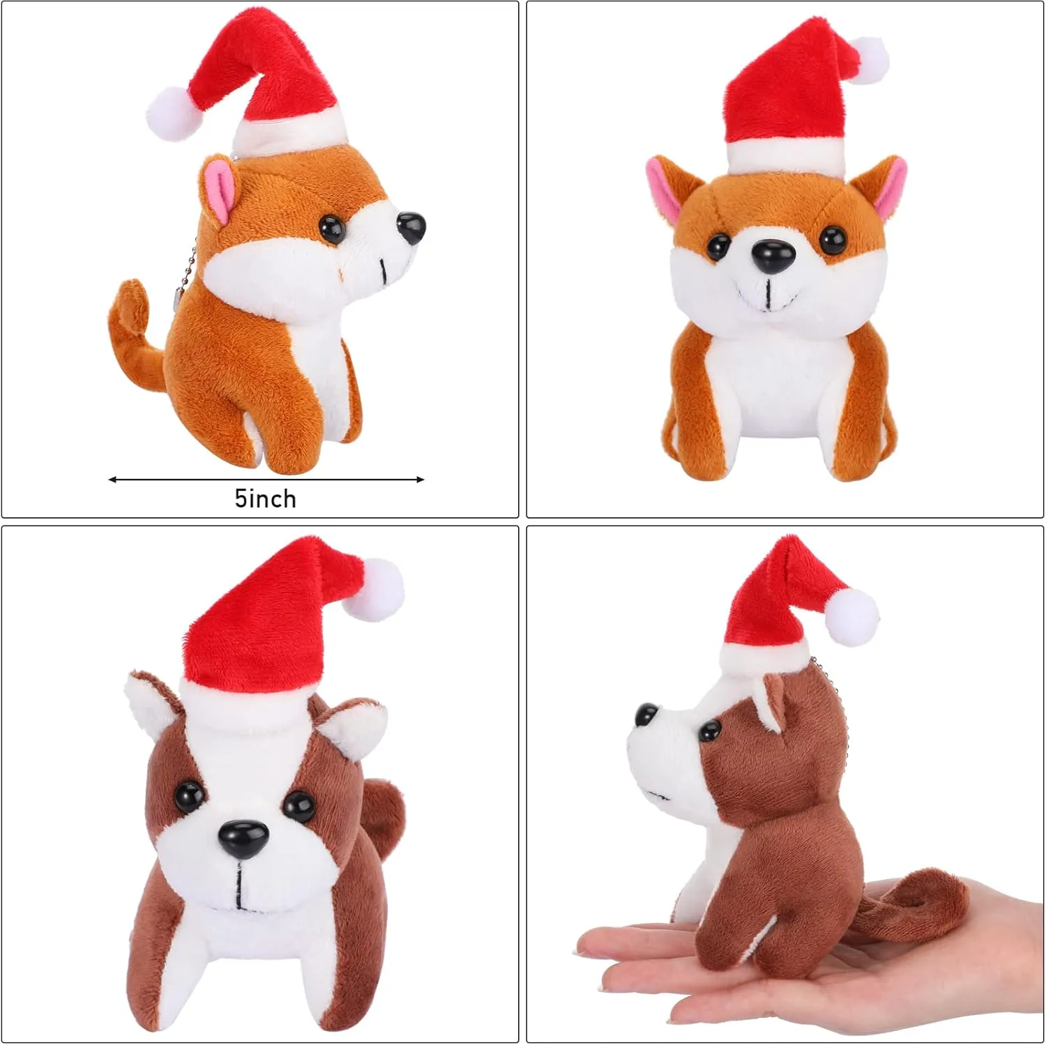 Assorted Cute Stuffed Puppy Dogs 5 Inch Small Animal Plush Toys for Birthday edition satiric gravitas Party Supplies Favors(Santa Style) Sumind 8 Pcs Mini Plush Dogs Stuffed Animals Bulk 