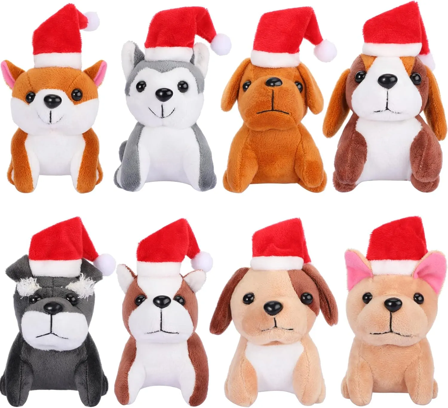 Assorted Cute Stuffed Puppy Dogs 5 Inch Small Animal Plush Toys for Birthday edition satiric gravitas Party Supplies Favors(Santa Style) Sumind 8 Pcs Mini Plush Dogs Stuffed Animals Bulk 