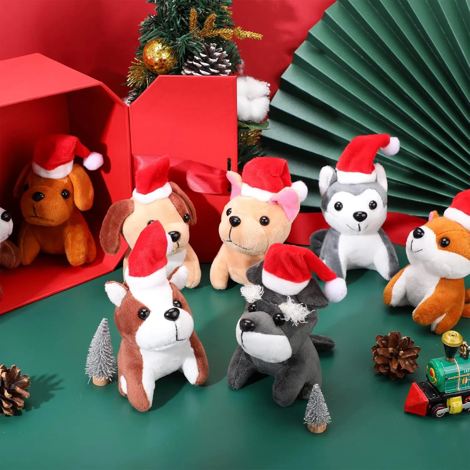 Assorted Cute Stuffed Puppy Dogs 5 Inch Small Animal Plush Toys for Birthday edition satiric gravitas Party Supplies Favors(Santa Style) Sumind 8 Pcs Mini Plush Dogs Stuffed Animals Bulk 