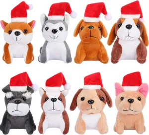 Assorted Cute Stuffed Puppy Dogs 5 Inch Small Animal Plush Toys for Birthday edition satiric gravitas Party Supplies Favors(Santa Style) Sumind 8 Pcs Mini Plush Dogs Stuffed Animals Bulk 