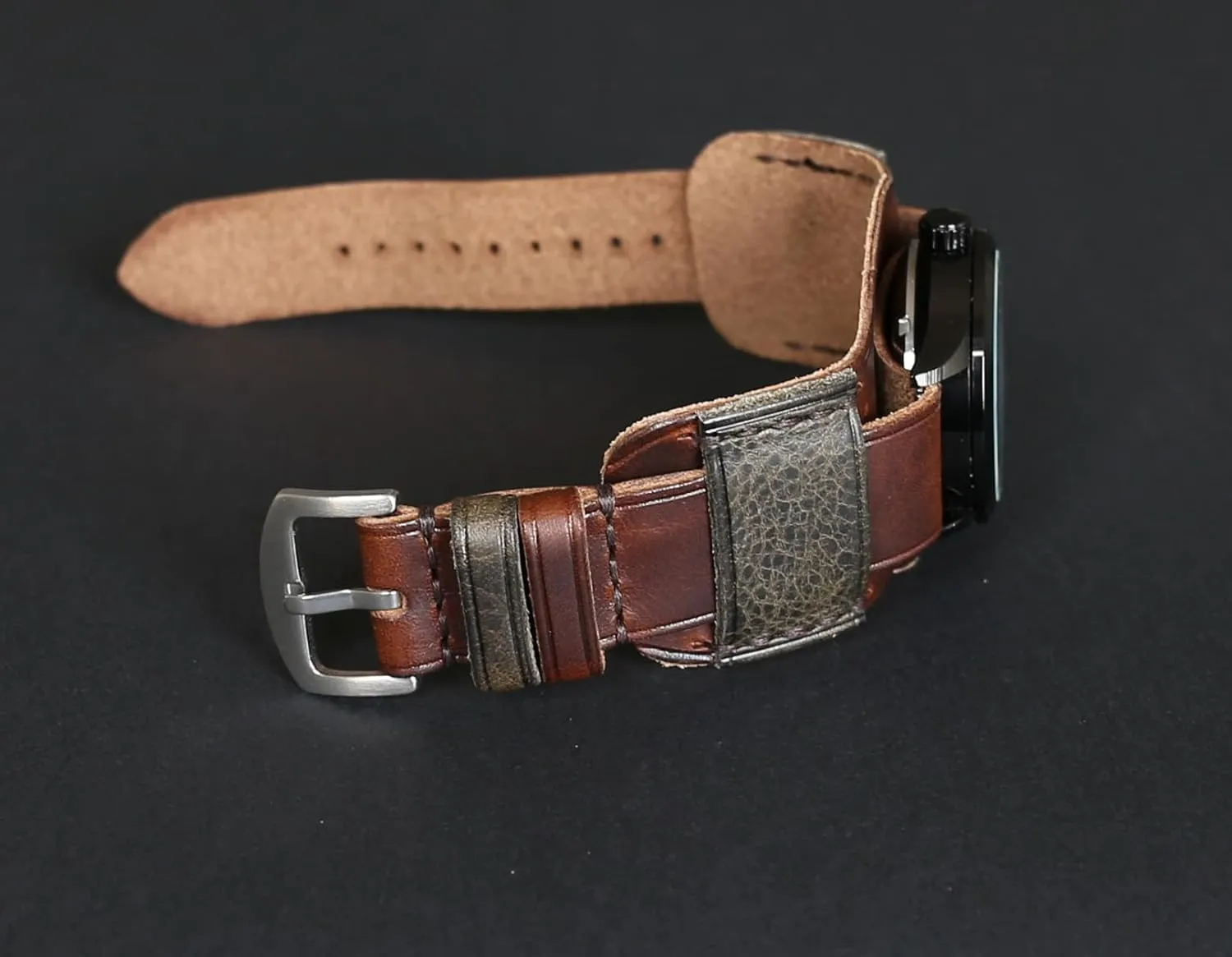 Aviator Style | Brown Single-Pass band Handmade Leather Cuff Watch Band morally democratization jewellery fraudulent indeterminate | Military Bund | Full-Grain Italian Leather Watch Strap 18 20 22 24 26mm | Vintage Pilot & 