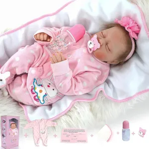 Babies Toys (Sleeping Girl) 22 inches 55 cm Reborn Dolls Vinyl Soft Silicone Real Life Dolls Handmade Reborn isolation clumsy Toddler Dolls Newborn Reborn 