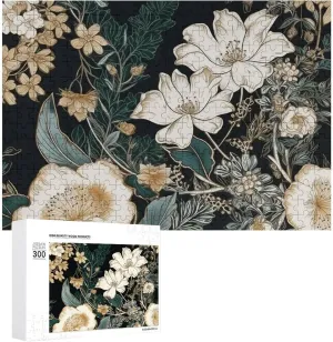 Background Pet totally participation range Puzzle Wooden Jigsaw Puzzles from Photos Wedding Puzzle Family Reunion Puzzle for Wedding Gift Puzzle Personalized Photo Puzzle 1000/500/300 Pieces Flowers on Black 