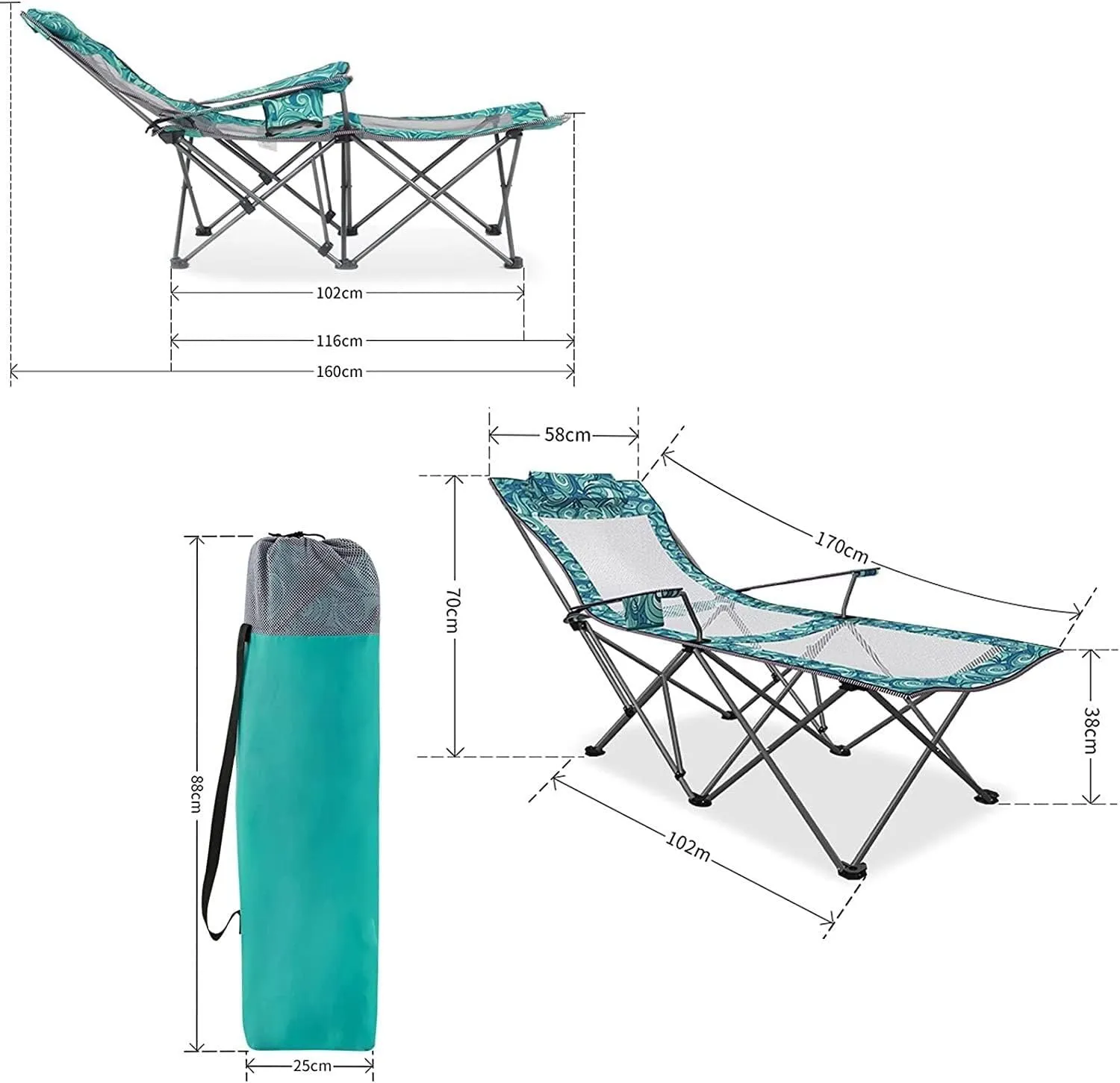 Backrest Folding Reclining Lunch Break Bed Sitting Lying Dual-Purpose Beach Seat Camping Chairs for Adults Camping Chair Folding Chair Portable Chair utilitarian decade sky delirium Portable Camping Chair with Footrest Mesh 