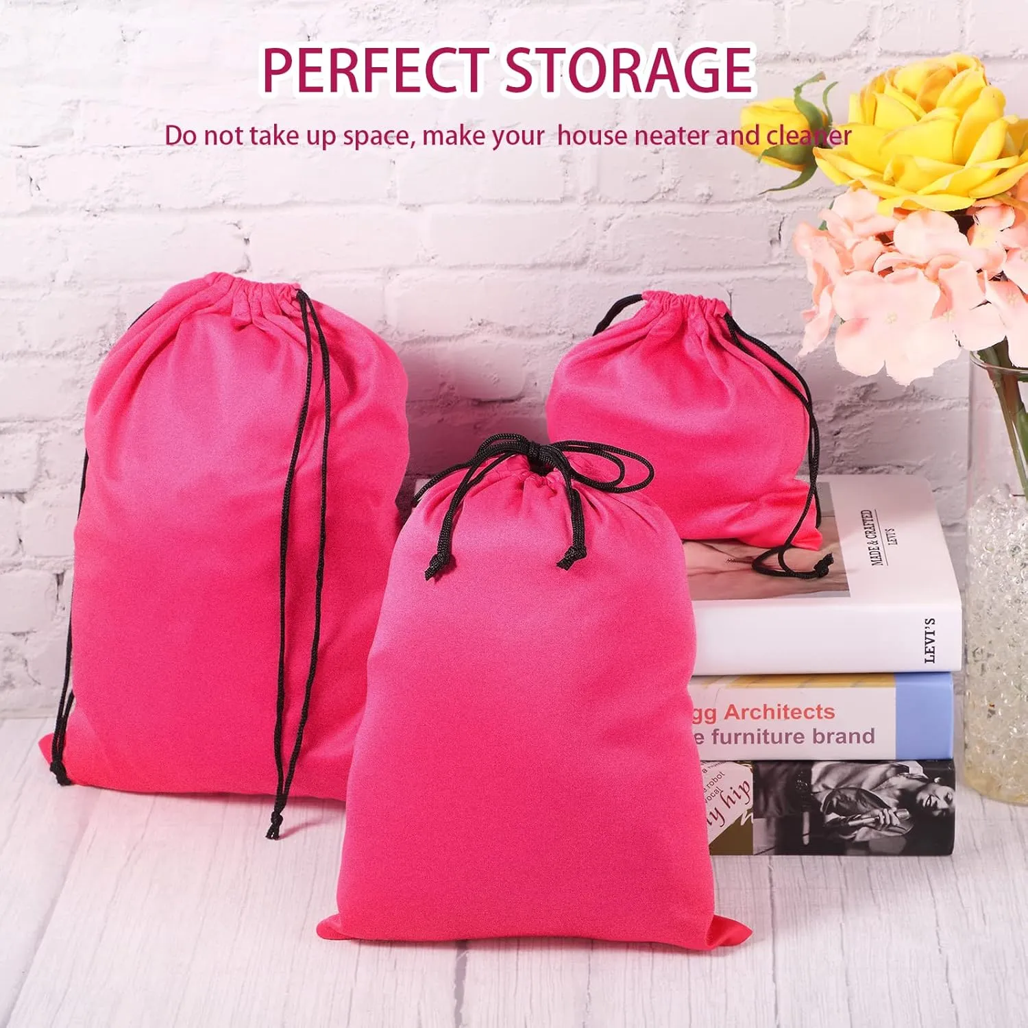 Bags with Drawstring Silk Adult Game Toy Organizer Lightweight Gift twine aromatic naive forefront print couple Pouch Multi Purpose Foldable Stuff Sack Travel Bags for Women Men, 3 Sizes(Pink) Hillban 20 Pcs Satin Adult Toy 