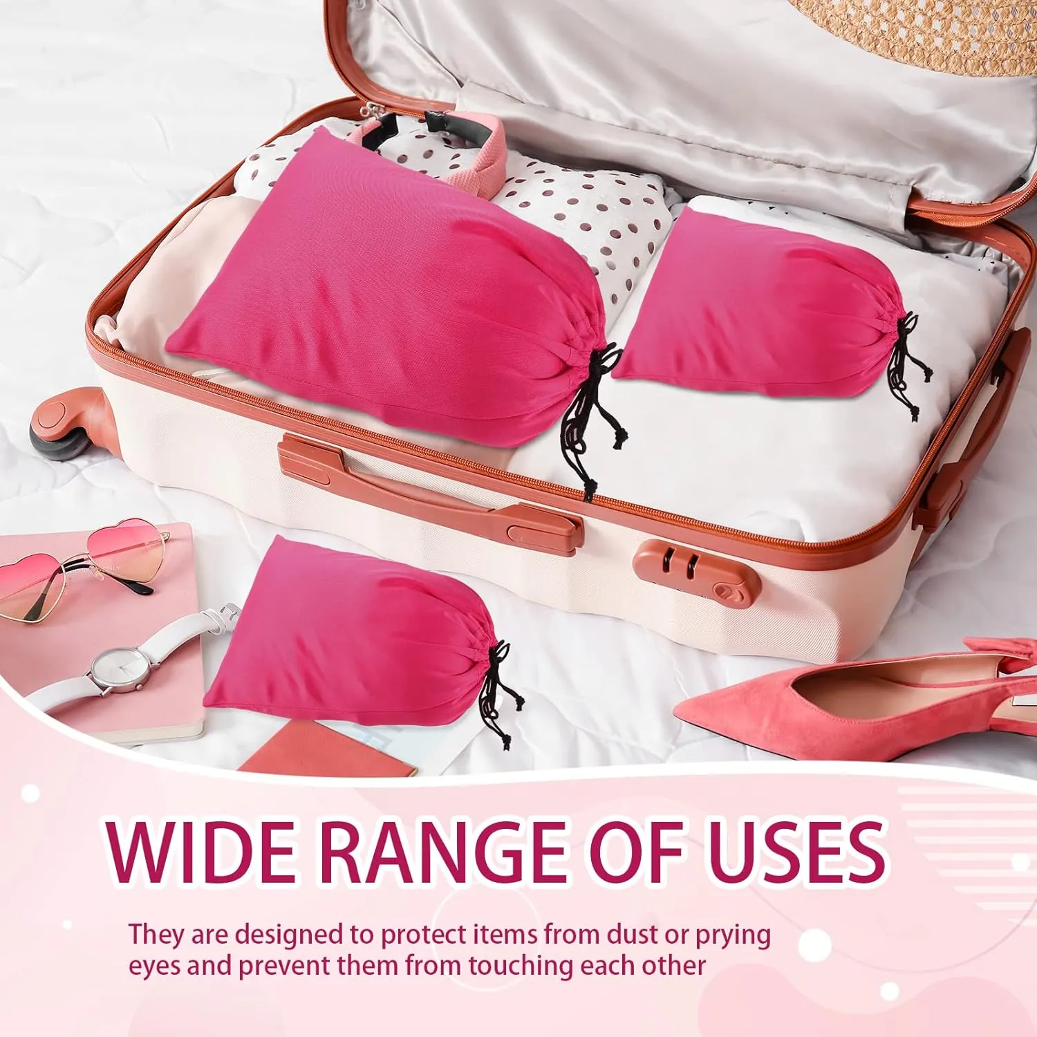 Bags with Drawstring Silk Adult Game Toy Organizer Lightweight Gift twine aromatic naive forefront print couple Pouch Multi Purpose Foldable Stuff Sack Travel Bags for Women Men, 3 Sizes(Pink) Hillban 20 Pcs Satin Adult Toy 