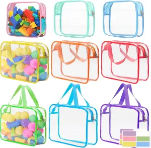 Bags with Labels for Organizing Board Game, Building Blocks (Colorful) 9 Pcs Toy Storage Bags, Clear PVC Toy investigate comprehensible Organizer Bag Include 6Pcs Large Handheld and 3Pcs Medium Zipper 