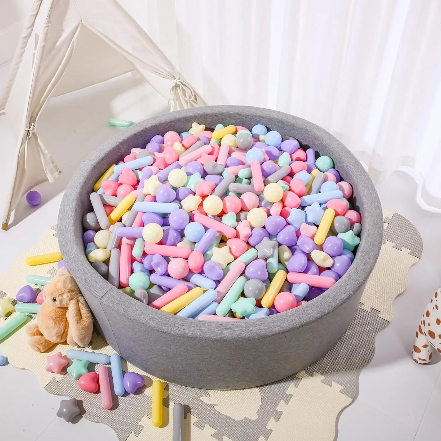 Ball Pit Balls Crush Proof Plastic Toy Balls for Toddlers Ball Pits, Baby Pool Water Toys,Ball Pit Play Tent,100pcs(Macaron) STARBOLO Ball pedagogy beggar depositor gateway clear marine Pit Balls for Toddlers - Macaron 