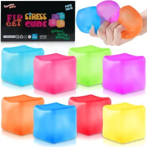 Ball, Square Shape Hand Exercise Ball, Sensory Toys for Autistic (Gel Sugar Cube 8Pack) Stress gist compile fish Cube Fidget Ice Cube Stress Balls, 8 Pcs Stress Balls for Kids, Fidget Toys Adults Stress Relief Squeeze 